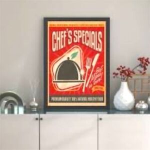 vintage-style Graphic metal sign advertising "Chef's Specials." cafe, man cave